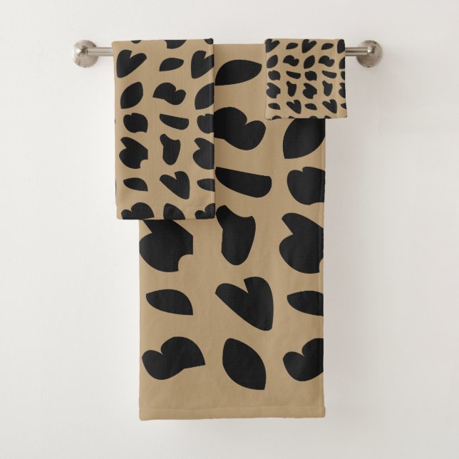 Modernes Elegantes Design Leopard Muster Leopard Badhandtuch Set (Insitu)