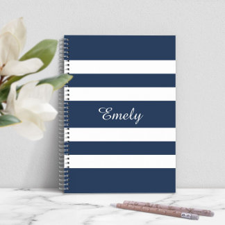 Modernes, elegantes Design mit blau-weißen Streife Notizblock