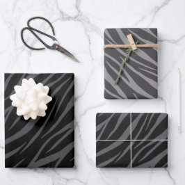 Modernes elegantes Design Schwarz Gray Zebra Geschenkpapier Set