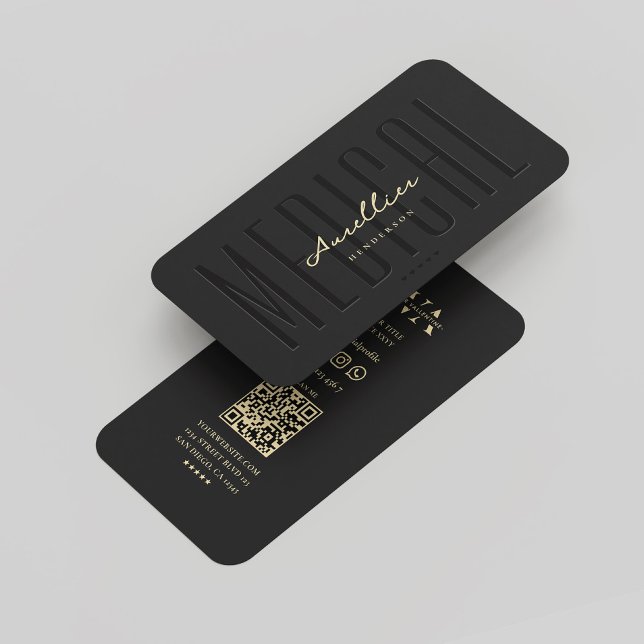 Modernes elegantes Doctor Monogram Medical Black G Visitenkarte (Modern Elegant Doctor Monogram Medical Black Gold Business Card
)