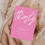 Modernes, elegantes Drehbuch Rosa 30. Geburtstag Einladung<br><div class="desc">Moderne minimalistische Party Einladung aus dem 30. Jubiläum mit schlichtem Design und eleganter Schrift-Typografie.</div>