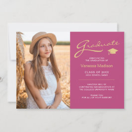 Modernes, elegantes Drehbuch Rosa & Gold | 2 Foto Ankündigung