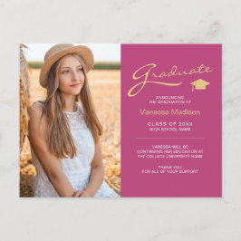 Modernes, elegantes Drehbuch Rosa & Gold | 2 Foto  Postkarte