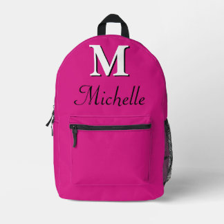 Modernes, elegantes dunkelrosa Monogramm Bedruckter Rucksack