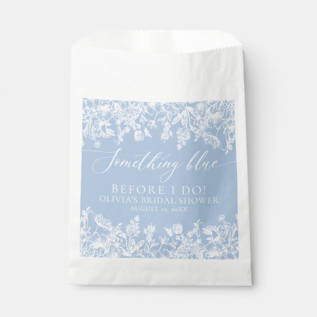 Modernes Elegantes Dusty Blue Wildblume Brautparty Geschenktütchen (Vorderseite)