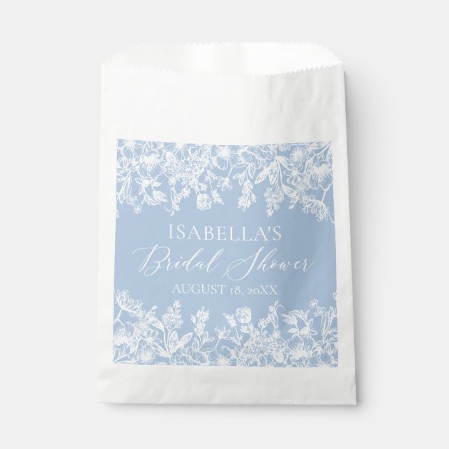 Modernes Elegantes Dusty Blue Wildblume Brautparty Geschenktütchen (Vorderseite)