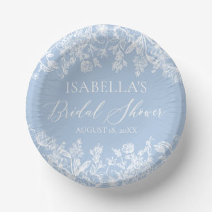 Modernes Elegantes Dusty Blue Wildblume Brautparty Pappteller