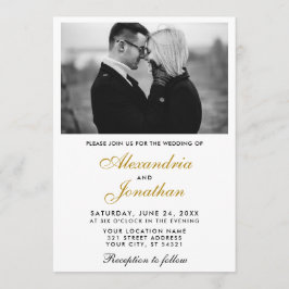 Modernes, elegantes, einfaches Foto Hochzeit Gold Einladung