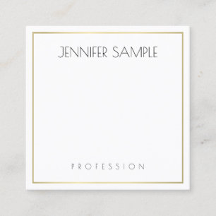 Modernes elegantes einfaches Template Gold White Quadratische Visitenkarte
