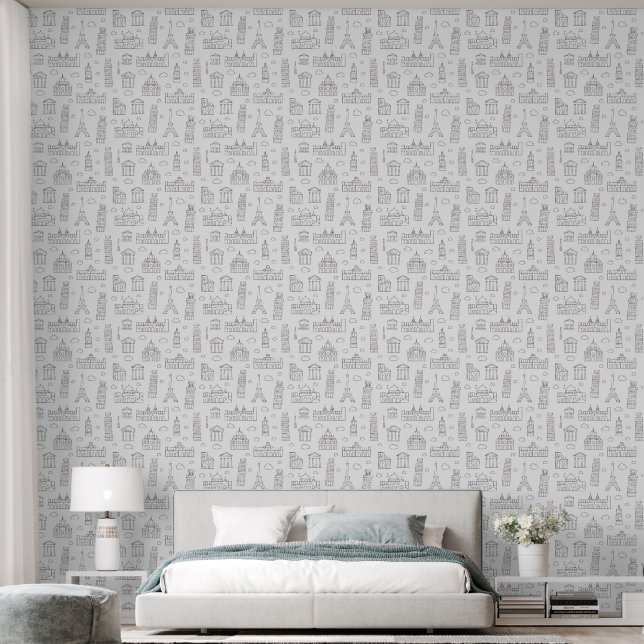 Modernes, elegantes europäisches Denkmal Wallpaper Tapete (Schlafzimmer)