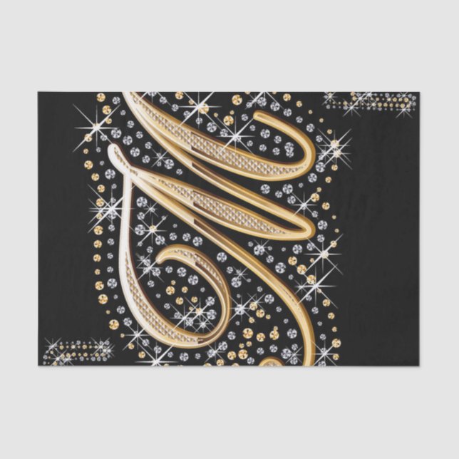 modernes elegantes extravagantes Monogramm des Seidenpapier (Vorderseite)