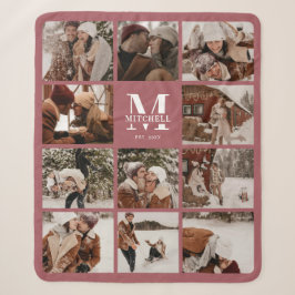 Modernes elegantes Familienfoto Collage Dusty Pink Sherpadecke