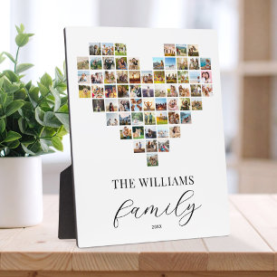 Modernes elegantes Familienherz geformt FotoCollag Fotoplatte
