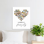 Modernes elegantes Familienherz geformt FotoCollag Leinwanddruck<br><div class="desc">Entwerfen Sie Ihre eigene Kollektion von Fotos mit 63 Ihrer Lieblingsfotos in einem herzförmigen Gitterdesign im Foto. Personalisieren Sie mit dem Familiennamen in der modernen Typografie für ein individuelles Foto Geschenk oder Wohngestaltung.</div>