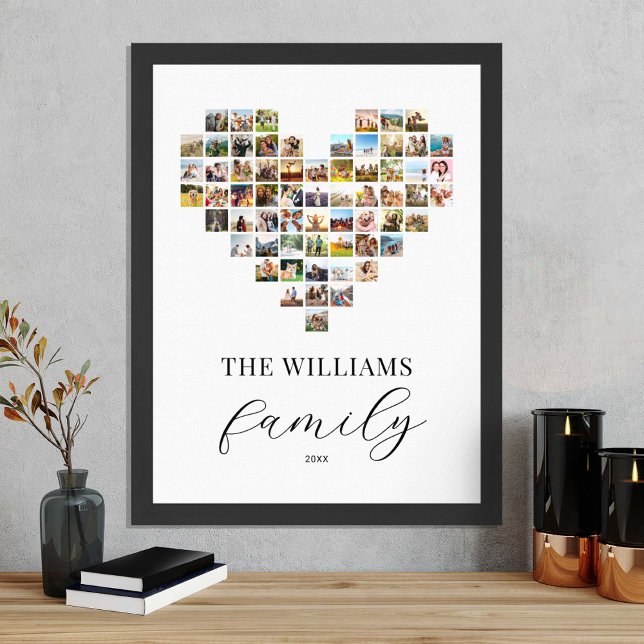 Modernes elegantes Familienherz geformt FotoCollag Poster (Von Creator hochgeladen)