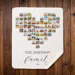 Modernes elegantes Familienherz geformt FotoCollag Sherpadecke