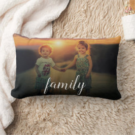 Modernes, elegantes Familienskript-Foto Lendenkissen