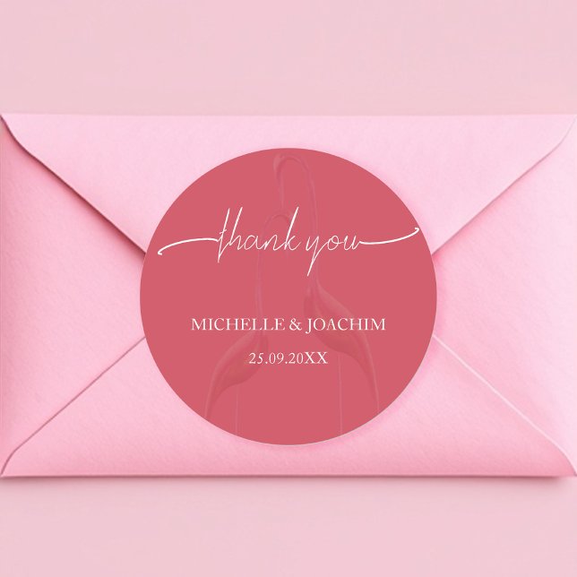 Modernes elegantes Flamingo Coral Red Runder Aufkleber (Von Creator hochgeladen)