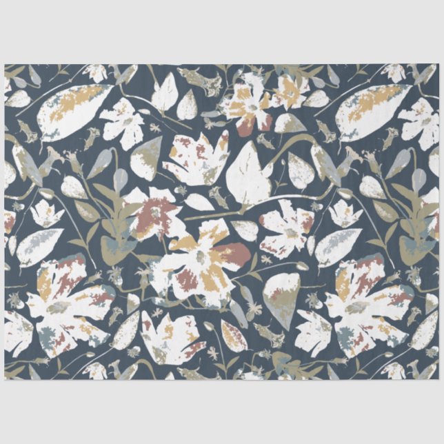 Modernes elegantes, florales Marinerost Seidenpapier (Vorderseite)