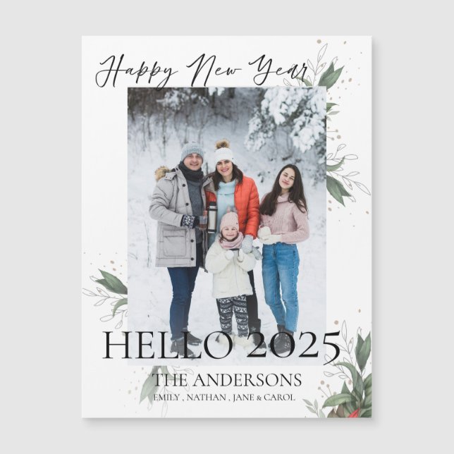 Modernes, elegantes, florales Script zum Glück im  Magnetkarte (Vorderseite)