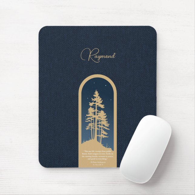 Modernes, elegantes Forest Gold Deep Blue Script Z Mousepad (Mit Mouse)