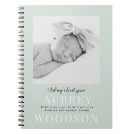 Modernes elegantes Foto Baby's First Year Journal Notizblock