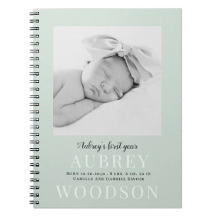 Modernes elegantes Foto Baby's First Year Journal Notizblock