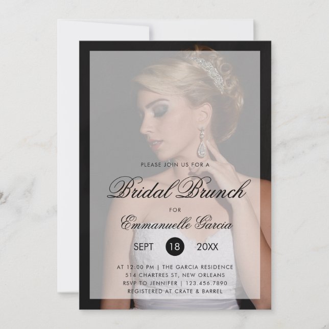 Modernes elegantes Foto Bridal Brunch Einladung (Vorderseite)
