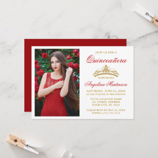 Modernes, elegantes Foto der Goldkrone Einladung