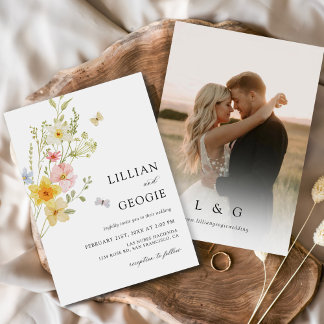 Modernes elegantes Foto für Hochzeiten in der Wild Einladung