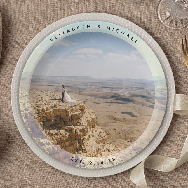Modernes elegantes Foto für Hochzeiten und Hochzei Pappteller (Von Creator hochgeladen)