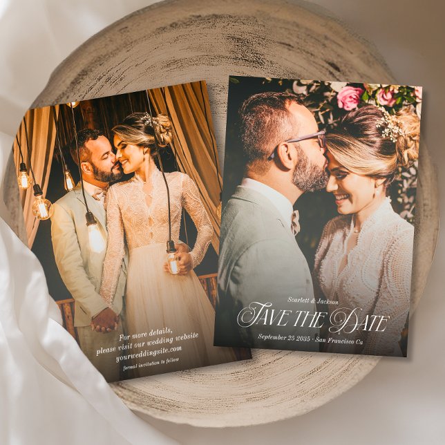 Modernes elegantes Foto für Kalligrafie Hochzeitsp Save The Date (Von Creator hochgeladen)