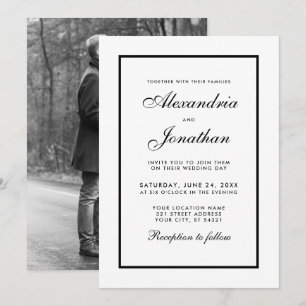 Modernes elegantes Foto Hochzeit laden Schwarz & W Einladung