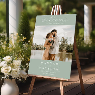 Modernes elegantes Foto Hochzeit Willkommen Acrylschild