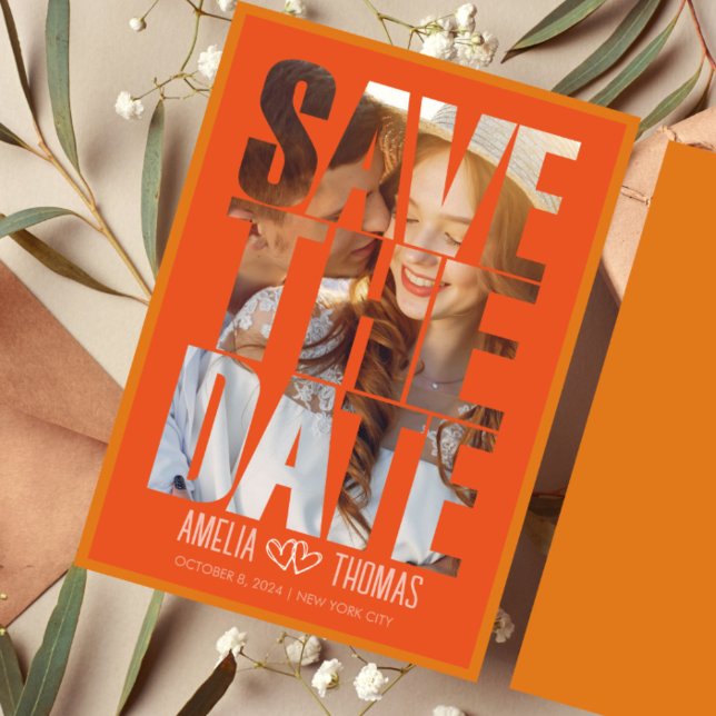 Modernes elegantes Foto Save the Date Hochzeit Einladung (Von Creator hochgeladen)