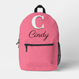 Modernes, elegantes französisches Rosa Monogramm Bedruckter Rucksack
