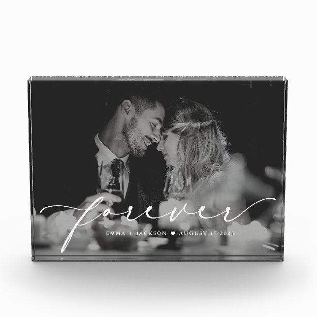 Modernes Elegantes für immer Personalisiertes Hoch Fotoblock (Vorderseite)