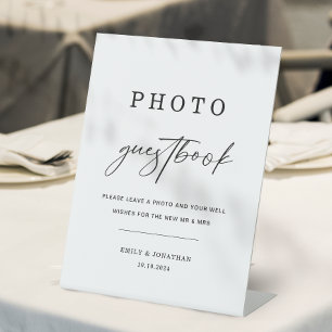 Modernes Elegantes Gästebuch für Hochzeiten Foto Sockelschild