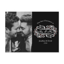 Modernes elegantes Gay Newlywed Christmas Foto