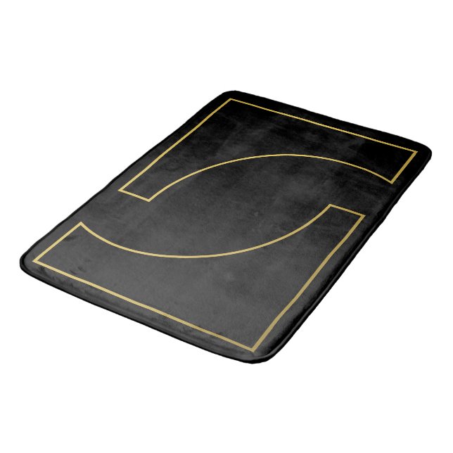 Modernes elegantes geometrisches Imitat Gold Desig Badematte (Schrägansicht)