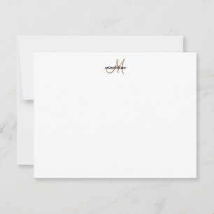 Modernes, elegantes Girly Script Black Monogram Mitteilungskarte