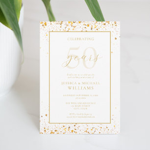 Modernes elegantes Gold 50. Hochzeitstag Einladung
