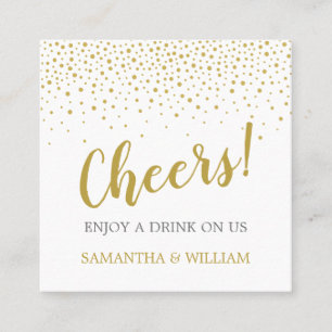 Modernes elegantes Gold Confetti Wedding Drink Tic Quadratische Visitenkarte