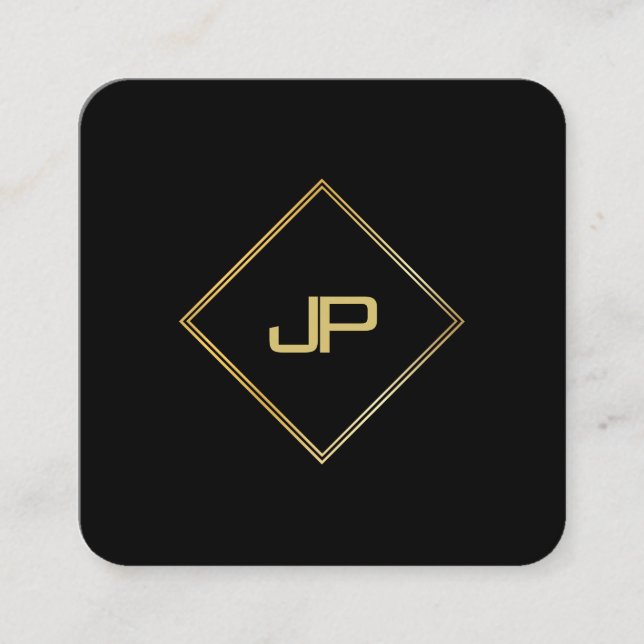 Modernes elegantes Gold Mit Monogramm Luxus Templa Quadratische Visitenkarte (Vorderseite)
