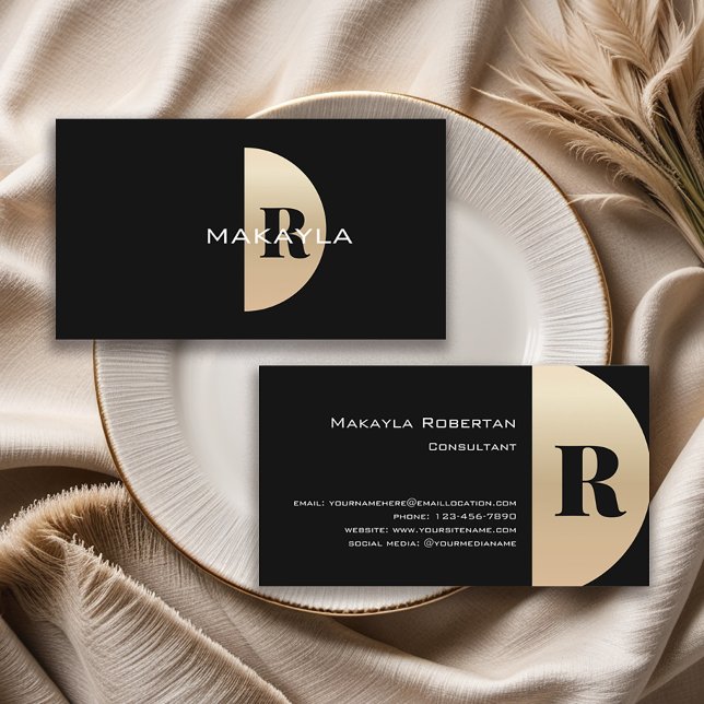 Modernes, elegantes Gold Monogram Visitenkarte (Get these stylish business cards to represent yourself and your business.)