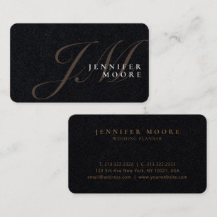 Modernes, elegantes Gold Premium Black Mit Monogra Visitenkarte