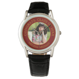 Modernes, elegantes Gold Typografy Graduate Foto G Armbanduhr