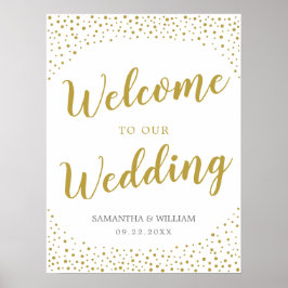 Modernes elegantes Goldenes Konfetti Hochzeit Begr Poster