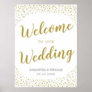 Modernes elegantes Goldenes Konfetti Hochzeit Begr Poster