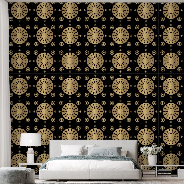 Modernes elegantes goldschwarzes Muster Tapete (Schlafzimmer)